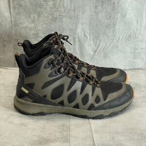 KHOMBU Men's Brown-Orange Vapor Mid Bungee Lace-Up Round-Toe Hiker Boots SZ 13